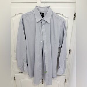 Jos. A. Bank Light Blue Checkered Dress Shirt 17/33 tailored fit looks